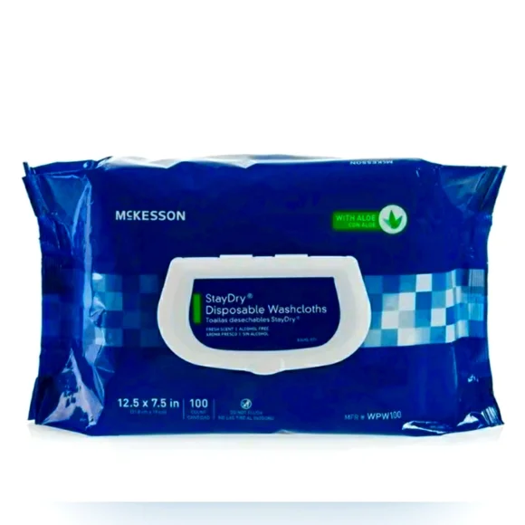 McKesson StayDry Personal Wipe Incontinence Washcloth with Aloe - Total of 100 - Picture 1 of 3